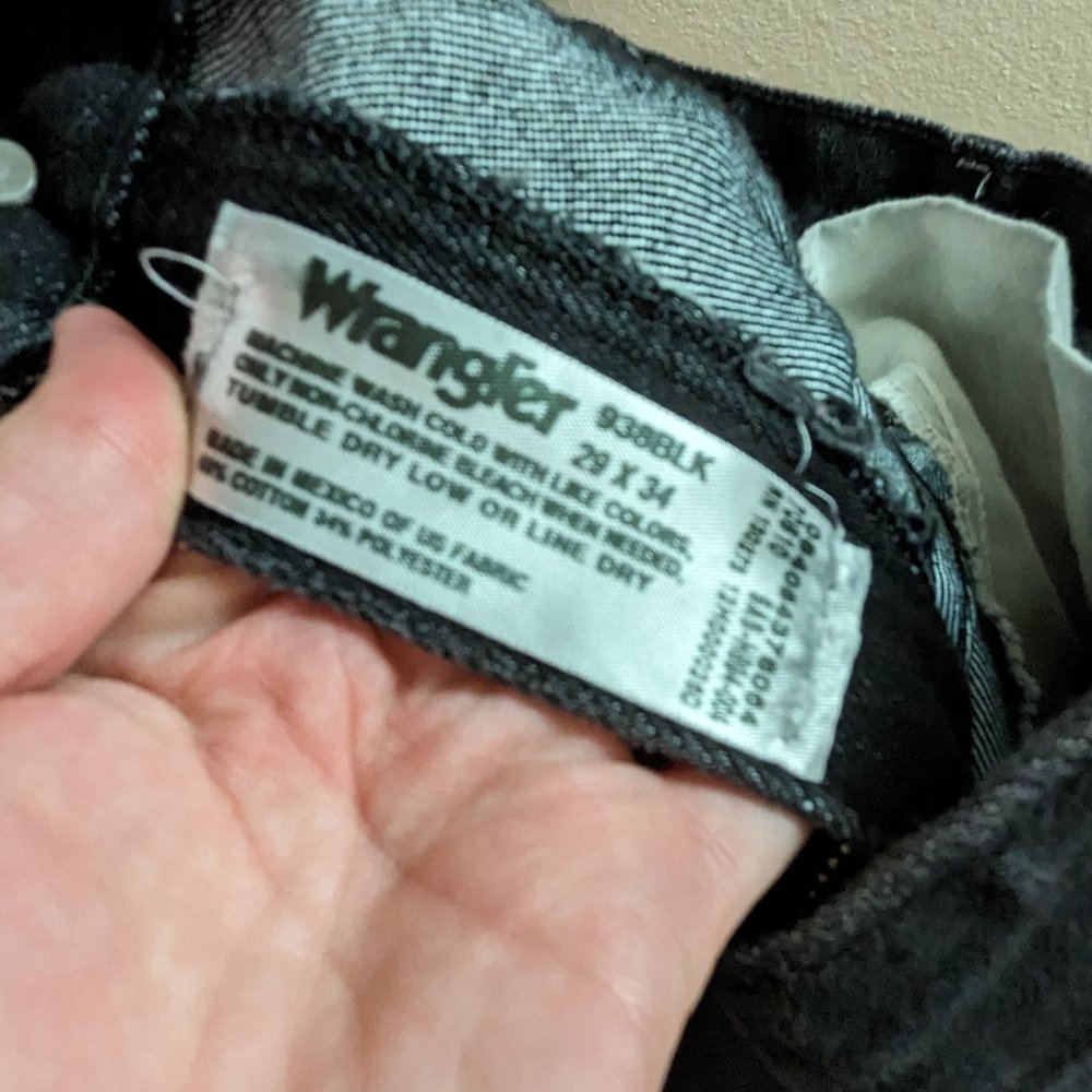Men's 29x34 Straight Leg Black Wrangler Vintage Jeans